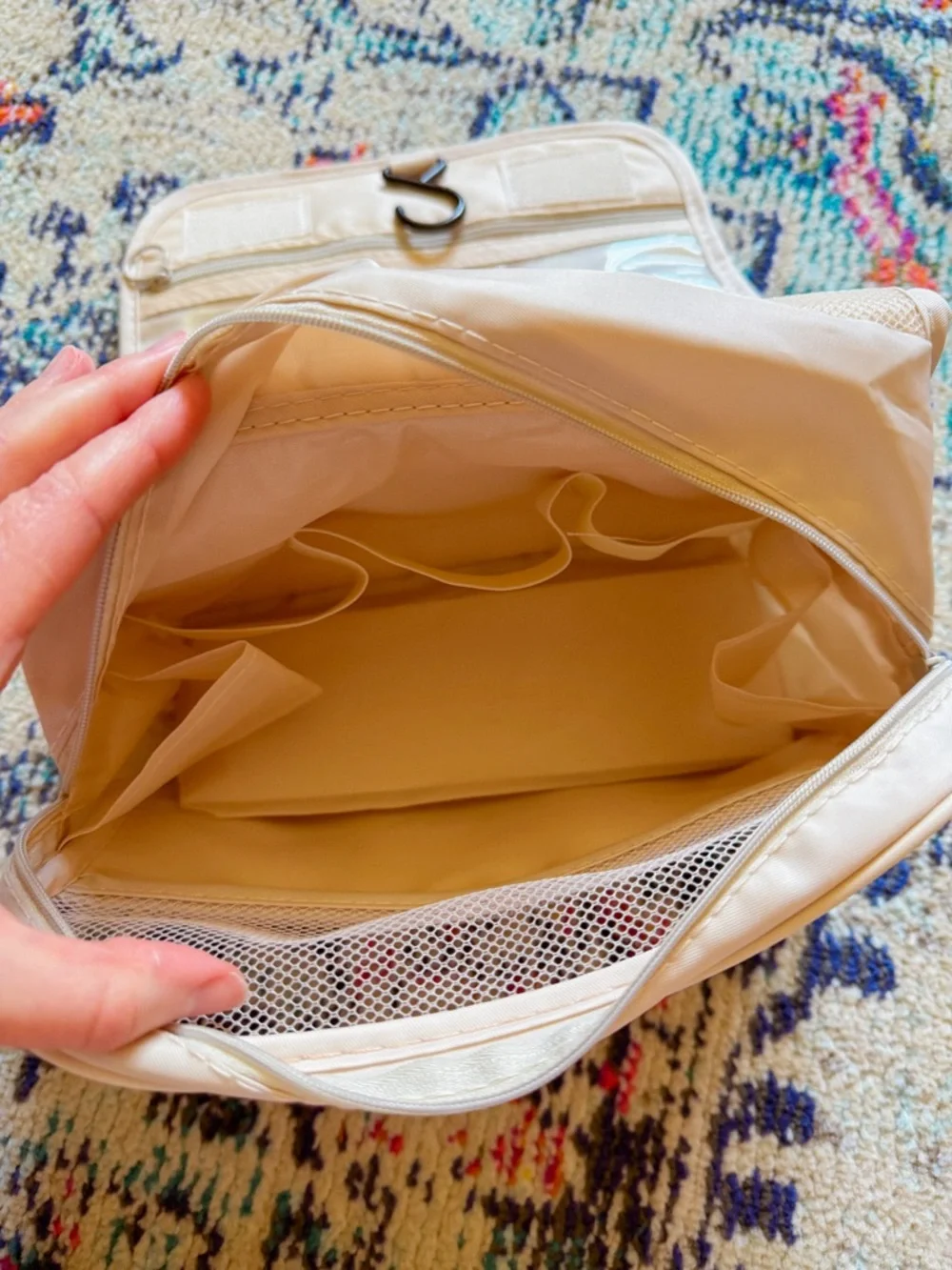 Hanging Travel Toiletry Bag Cosmetic Organizer Beige Women